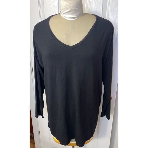 Eileen Fisher Stretch Jersey Knit V-Neck Long Top Sz.. L Ling Sleeve Comfort Pac - Picture 1 of 8